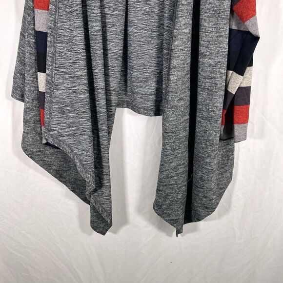 New Agnes Orinda Cardigan Women's 4X Grey Open Front Striped Sleeves Light - Picture 3 of 8